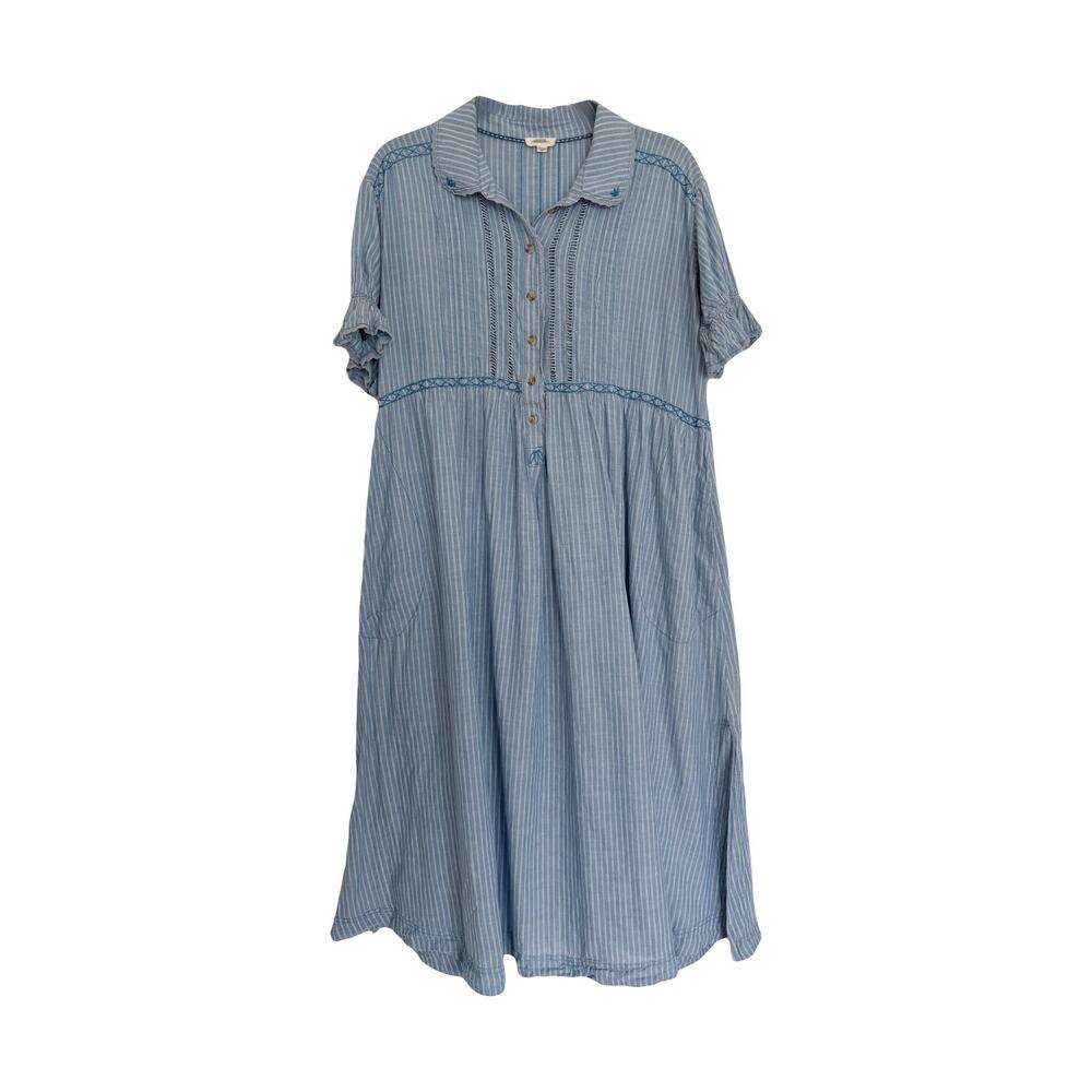 Pilcro Striped Button Down Midi Dress Sz M